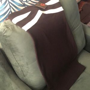 Black and white strapless mini dress